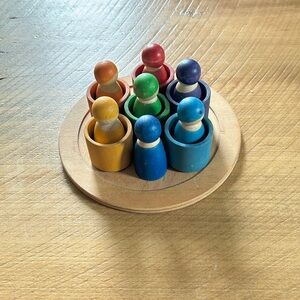 Grimm’s Wooden Peg People Cup Set